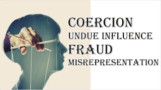 Coercion Undue Influence Fraud Misrepresentation  Indian Contract Act 1872  Law Guru [upl. by Berni]