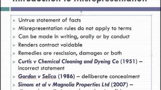 Misrepresentation Lecture 1 of 4 [upl. by Werdna381]